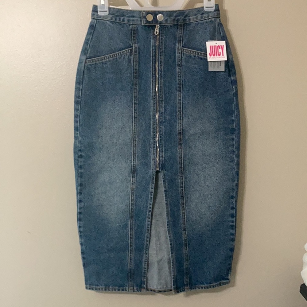 NWT Juicy Couture Retro inspired high waist jean skirt size 25 / 2